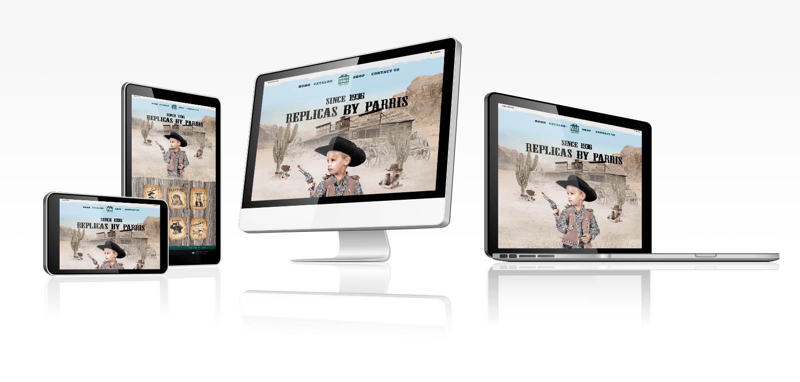 Responsive website design preview for Replicas by Parris