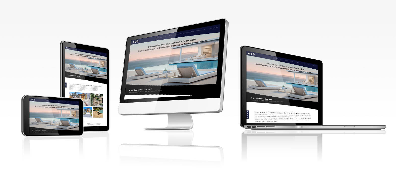 Responsive website design preview for R And E Concrete Comapny